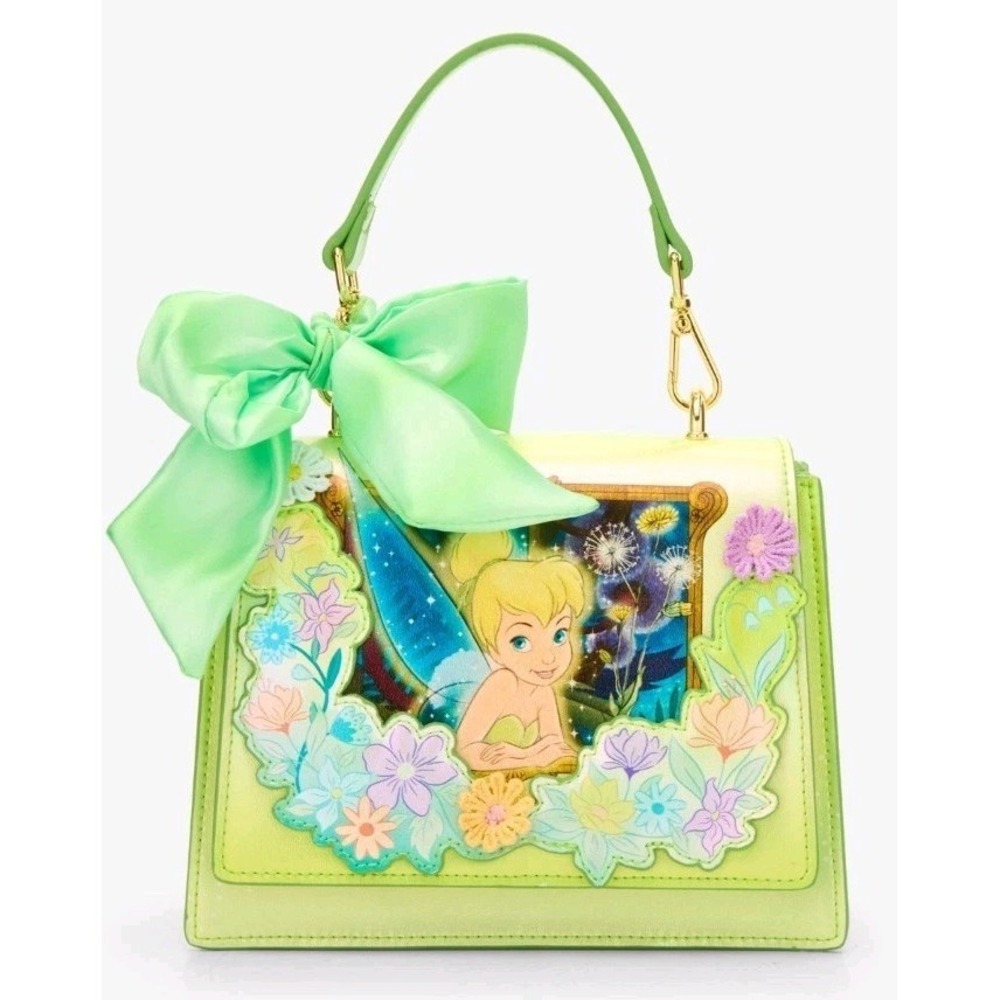 NEW Loungefly Disney Peter Pan Tinker‎ Bell Flower Iridescent Crossbody  HandBag